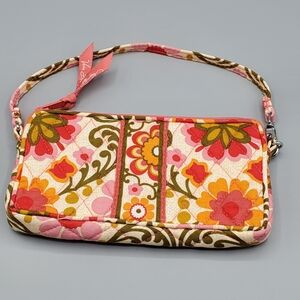 Vera Bradley Wristlet Wallet QUILTED ZIPPED FLORAL COTTON.